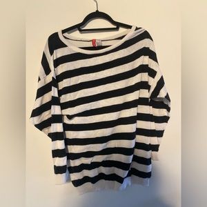 Divided striped black and white sweater S